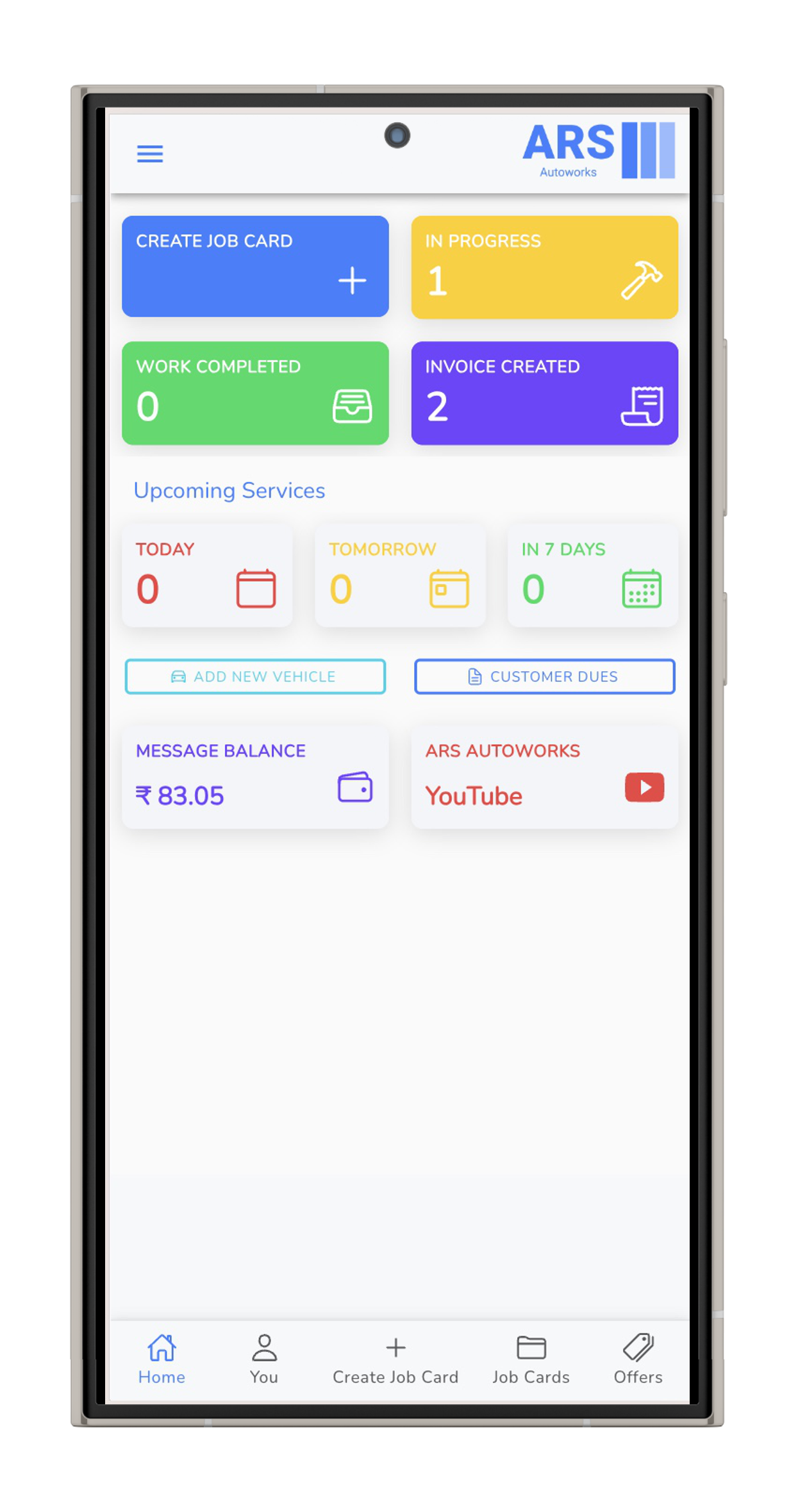ARS Autoworks App Interface